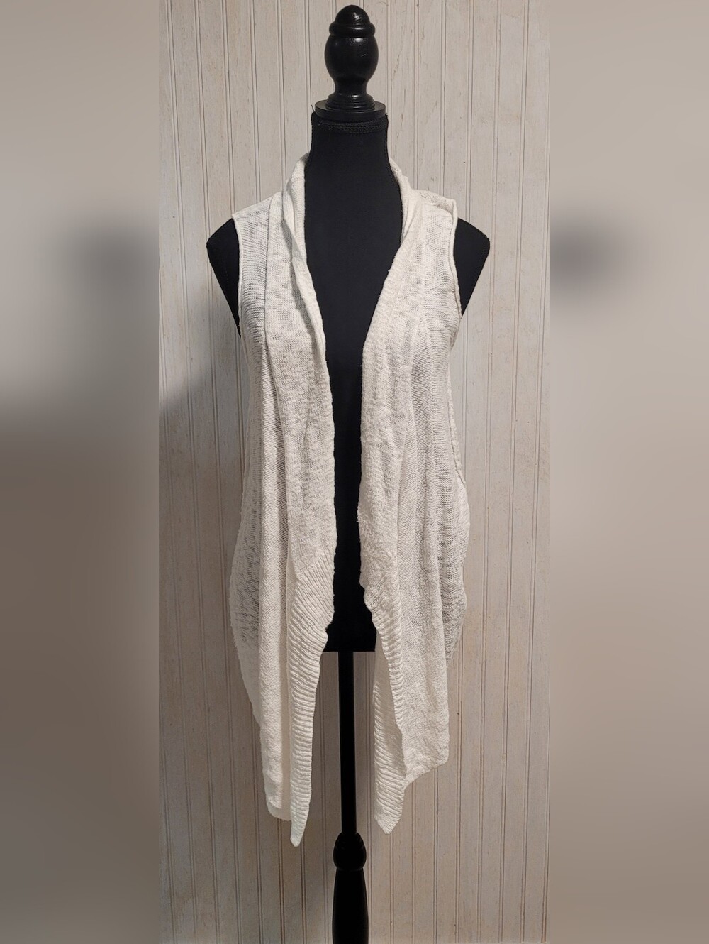 ​Eileen Fisher Organic Cotton Open Draped Vest White XS